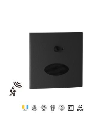 PROA * BAÑADOR PARED LED 3W 3000K NEGRO